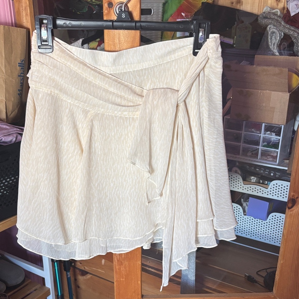 Aerie Cream wrap front skirt